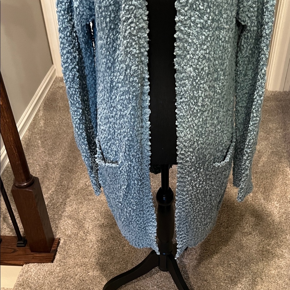 Listicle Light Blue Textured Cardigan - Picture 4 of 11